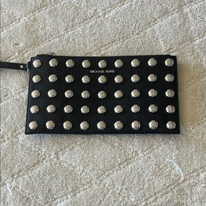 Michael Kors Black Pouch with Silver Accents